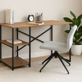 Birou de studiu cu 2 rafturi MDF bej, cadru din metal negru 120x60x70 cm